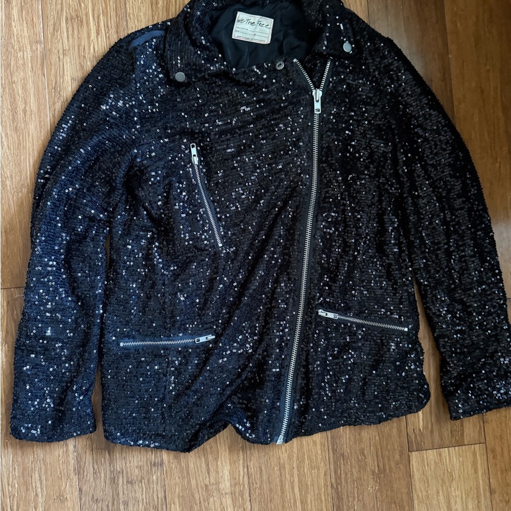 Free People Black Sequin Jacket